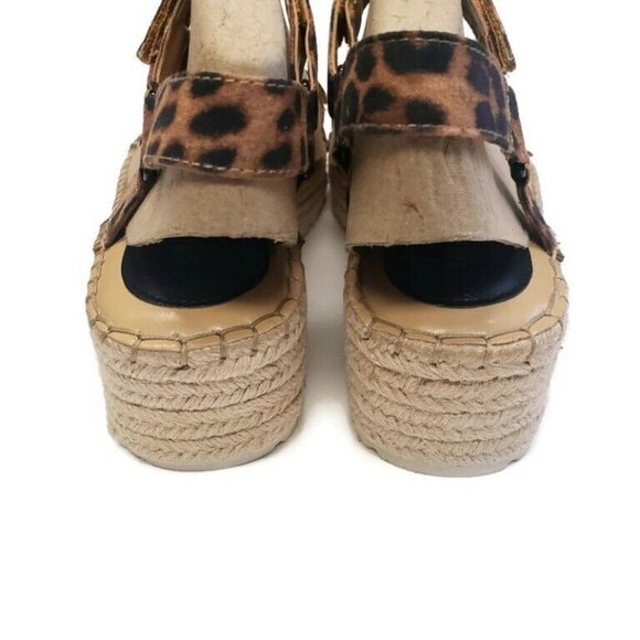 Nine West Womens Size 6 Gaduex2 Espadrille Wedge Open Toe Sandals Brown Leopard - Picture 6 of 8